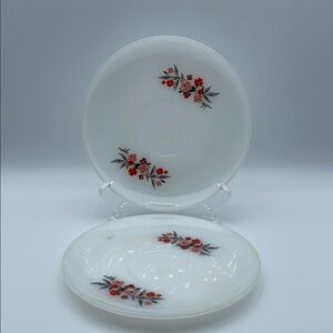 Vintage Fire‎ King Small Elegant Primrose Floral White Milk Glass Plates